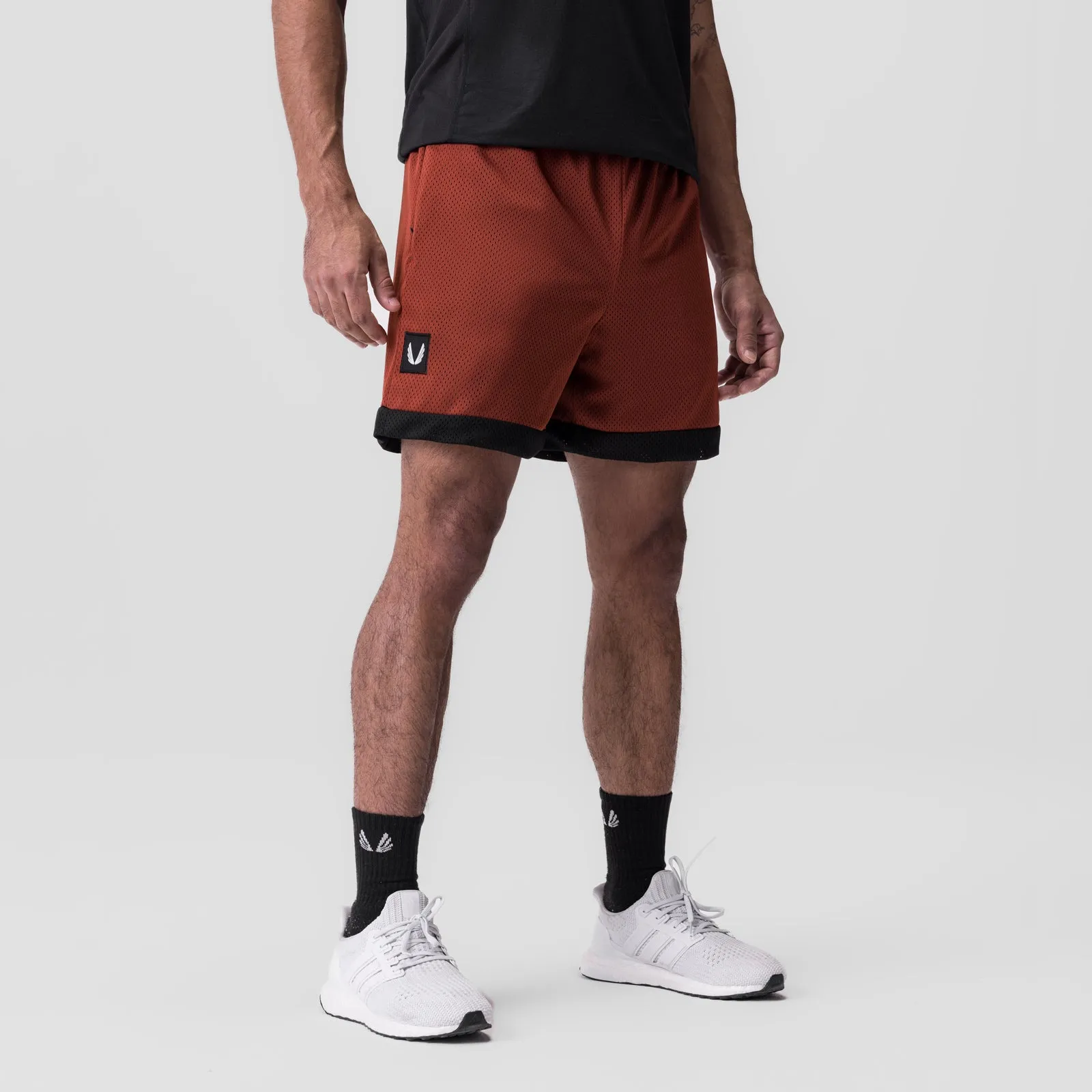 0795. SilverPlus™ Mesh Reversible Short  - Brick/Black