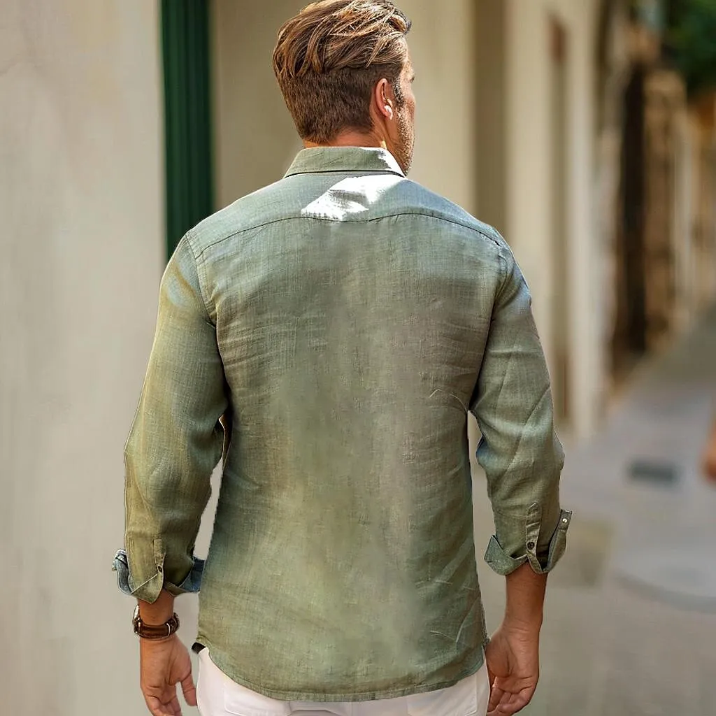 100% Linen Turndown Collar Casual Shirt