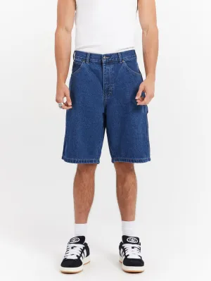11" Relaxed Fit Denim Shorts in Stone Wash Indigo