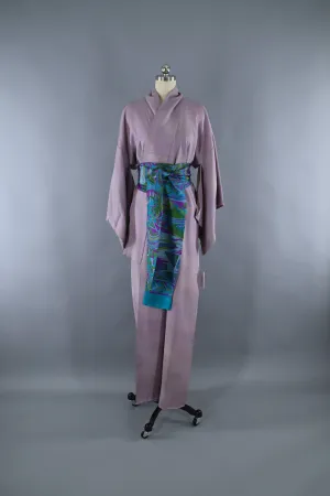 1960s Vintage Silk Kimono Robe / Dusty Lavender