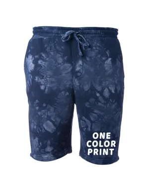 48 1-Color Print Pigment Tie Dye Fleece Shorts