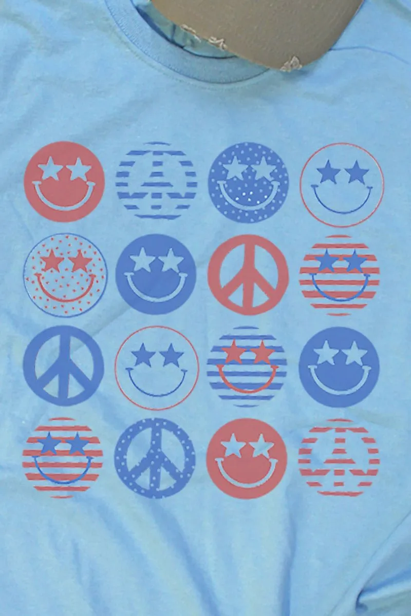 4th Of July Happy Faces Dri-Power 50/50 Tee