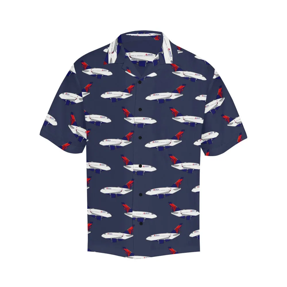 A350 DELTA BLUE HAWAIIAN SHIRT