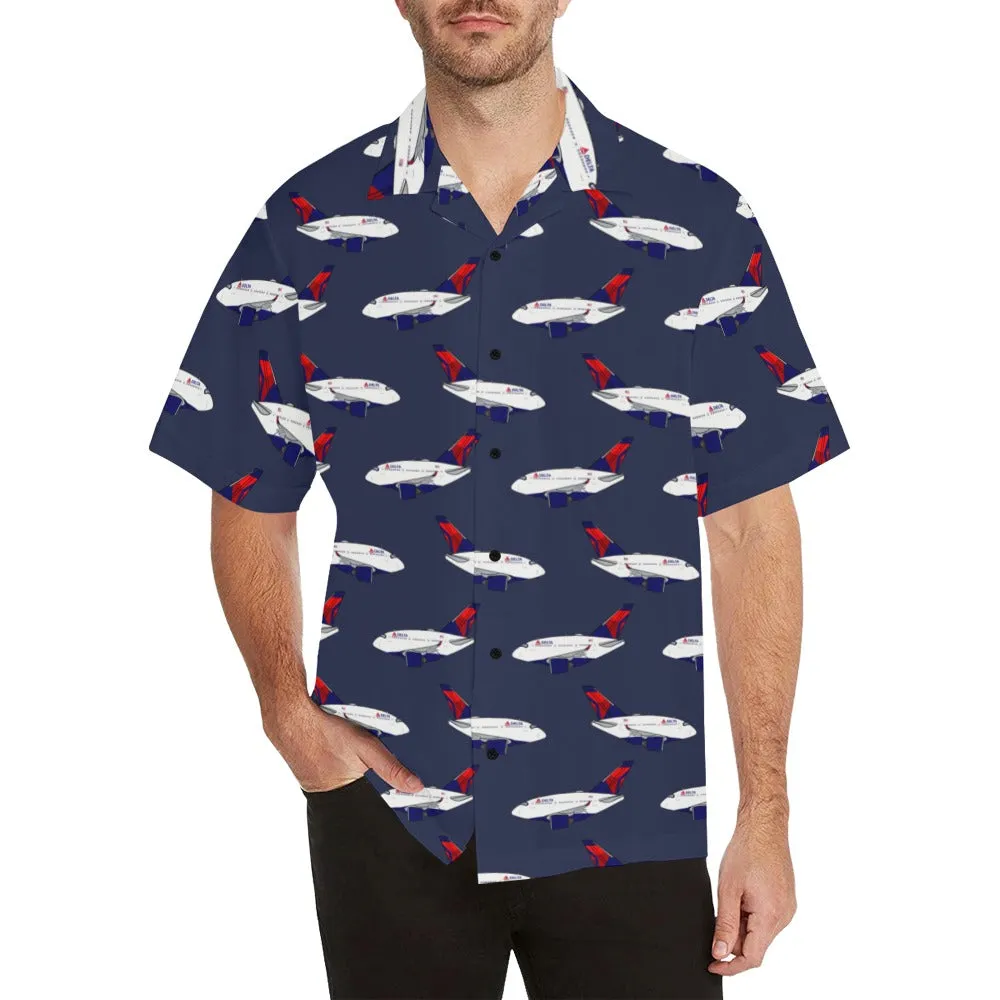 A350 DELTA BLUE HAWAIIAN SHIRT
