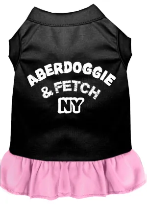 Aberdoggie Ny Screen Print Dog Dress Black With Light Pink Xxl