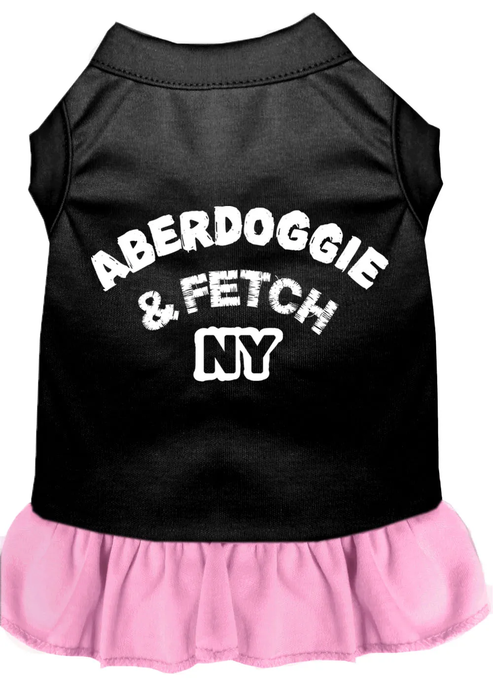 Aberdoggie Ny Screen Print Dog Dress Black With Light Pink Xxl