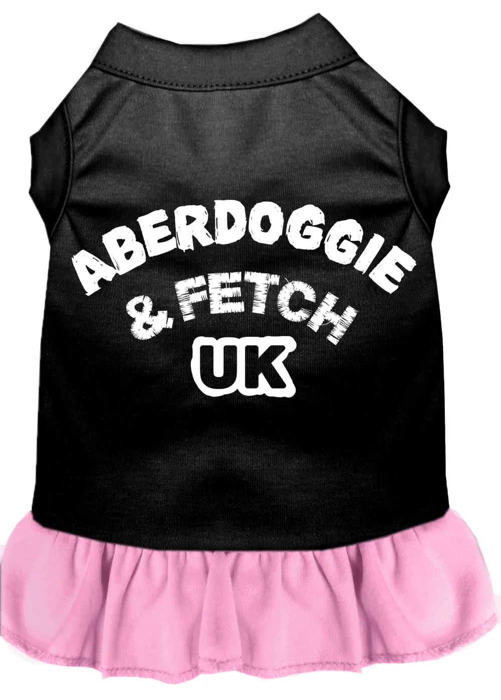 Aberdoggie Uk Screen Print Dog Dress Black With Light Pink Xs