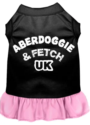 Aberdoggie Uk Screen Print Dog Dress Black With Light Pink Xs