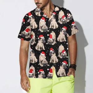 Adorable Christmas Pug Puppies Christmas Hawaiian Shirt, Best Christmas Gift For Pug Lover