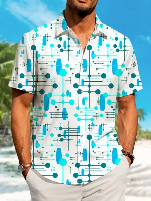 Alohadaddy Summer Geometric Pattern Polka Dot Lines Casual Vacation Shirt