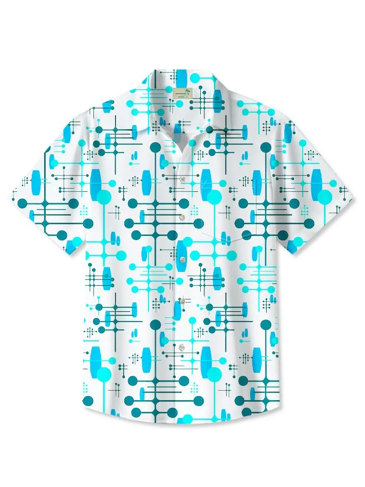 Alohadaddy Summer Geometric Pattern Polka Dot Lines Casual Vacation Shirt