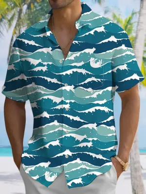 Alohadaddy Summer Ocean Waves Animal Casual Vacation Shirt