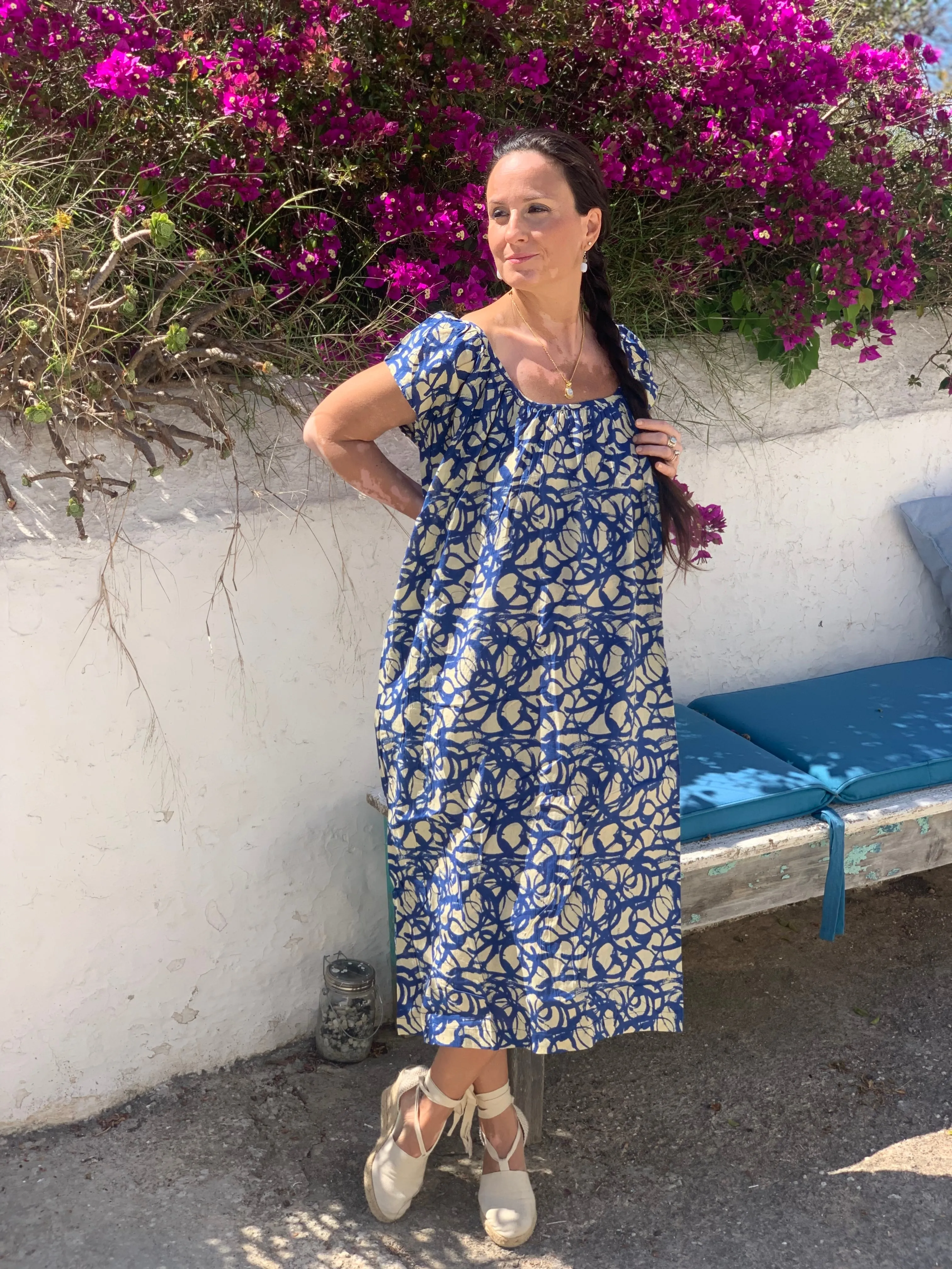 Anoushka boho summer dress blue