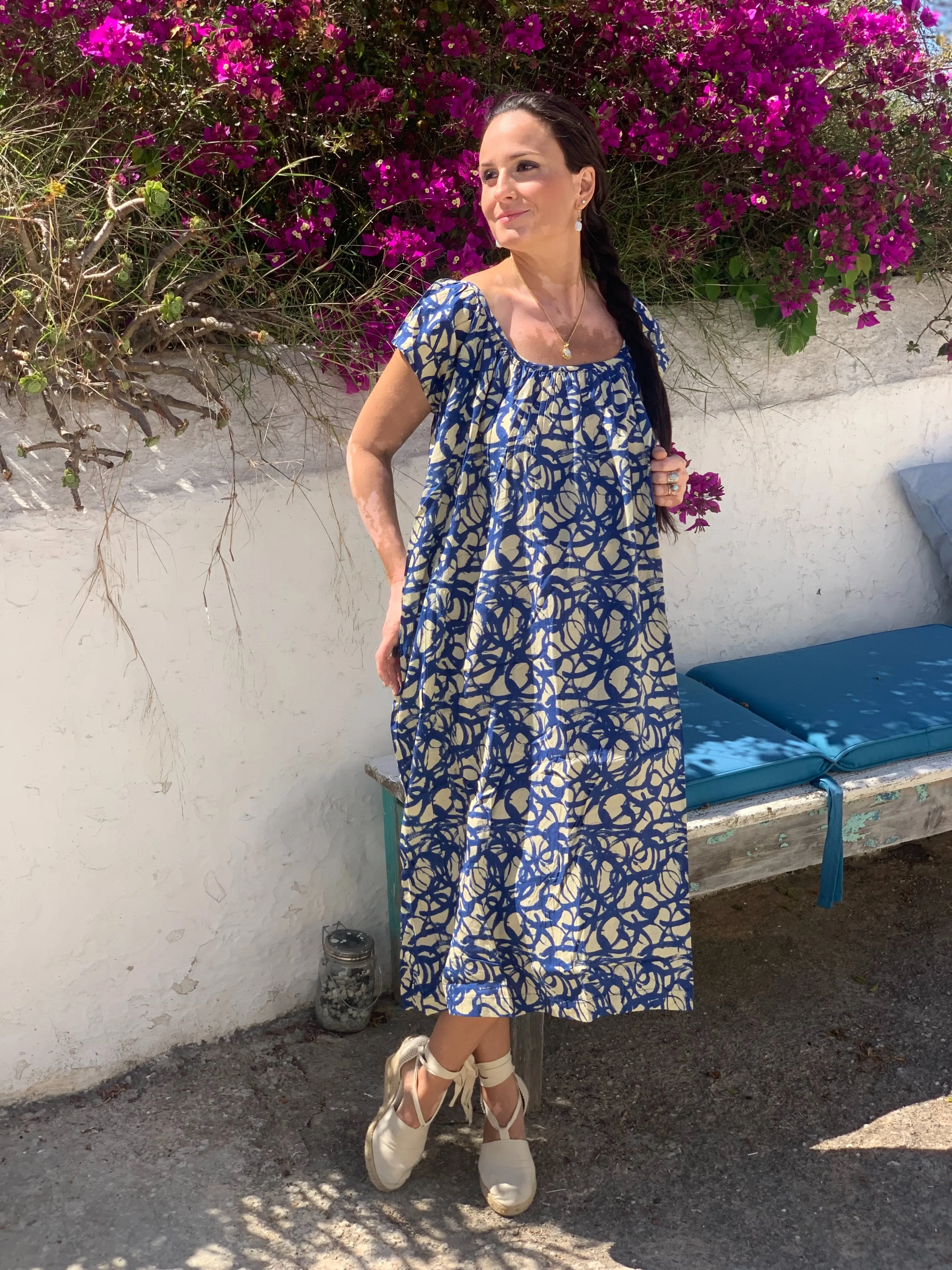 Anoushka boho summer dress blue