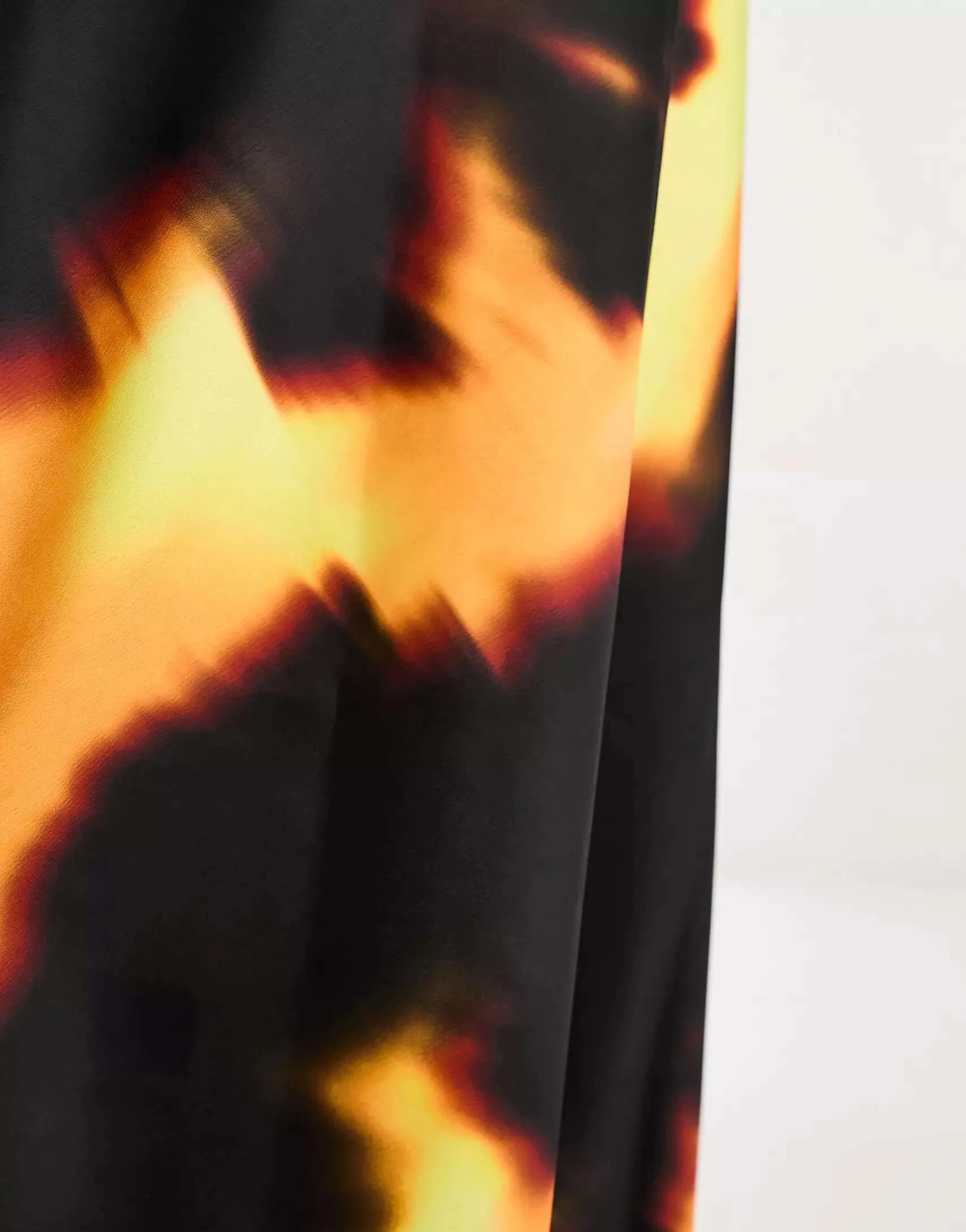 ASOS Abstract Print Satin Midi Skirt in Dark Yellow
