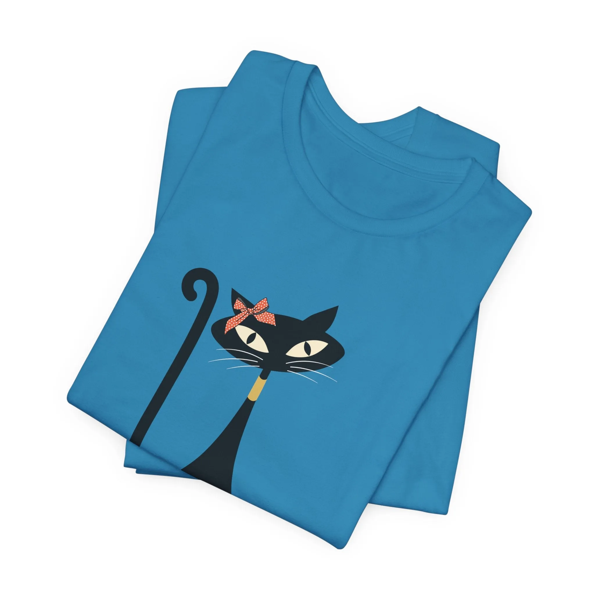 Atomic Cat Mid Century Modern Retro Trendy Hip Unisex Jersey Short Sleeve Tee