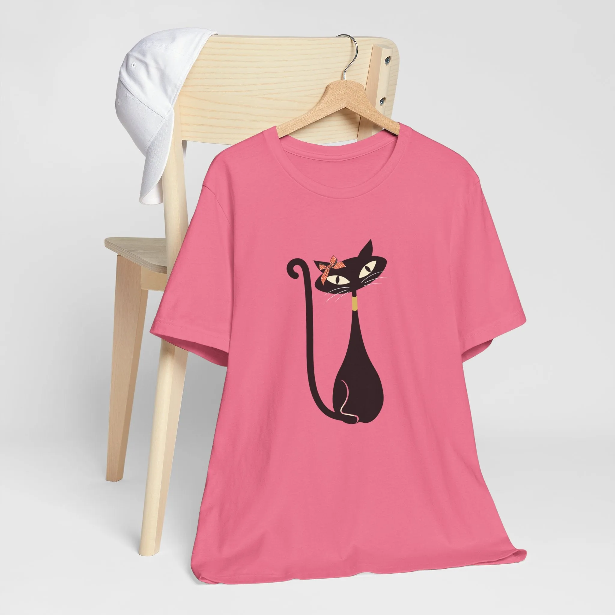 Atomic Cat Mid Century Modern Retro Trendy Hip Unisex Jersey Short Sleeve Tee