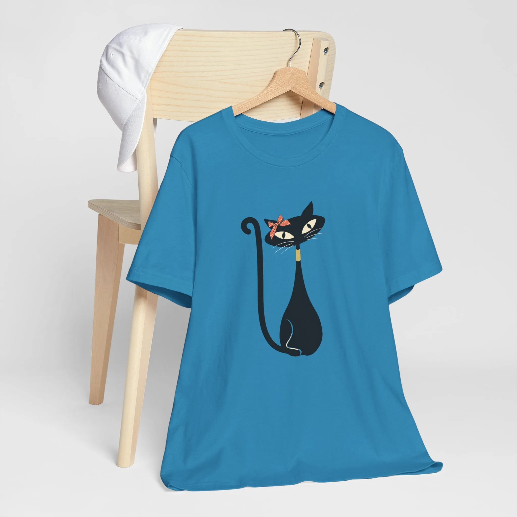 Atomic Cat Mid Century Modern Retro Trendy Hip Unisex Jersey Short Sleeve Tee