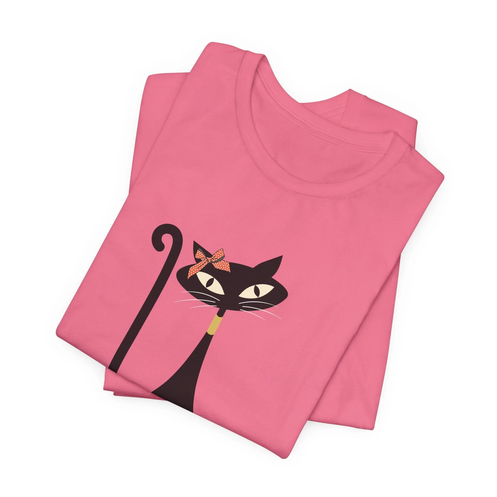 Atomic Cat Mid Century Modern Retro Trendy Hip Unisex Jersey Short Sleeve Tee