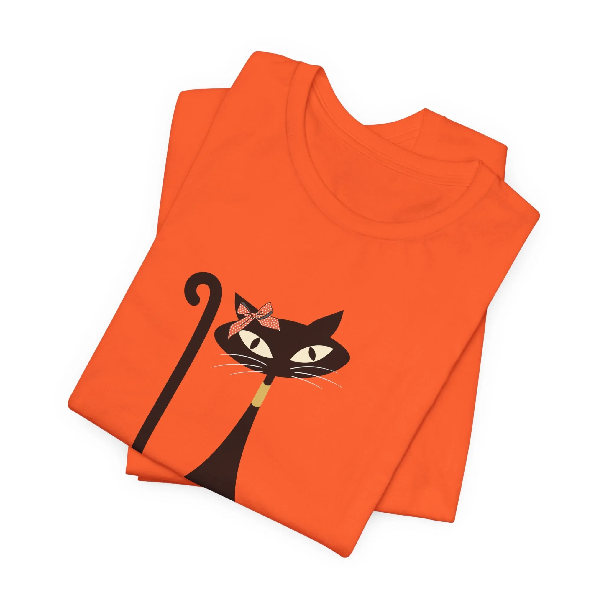 Atomic Cat Mid Century Modern Retro Trendy Hip Unisex Jersey Short Sleeve Tee