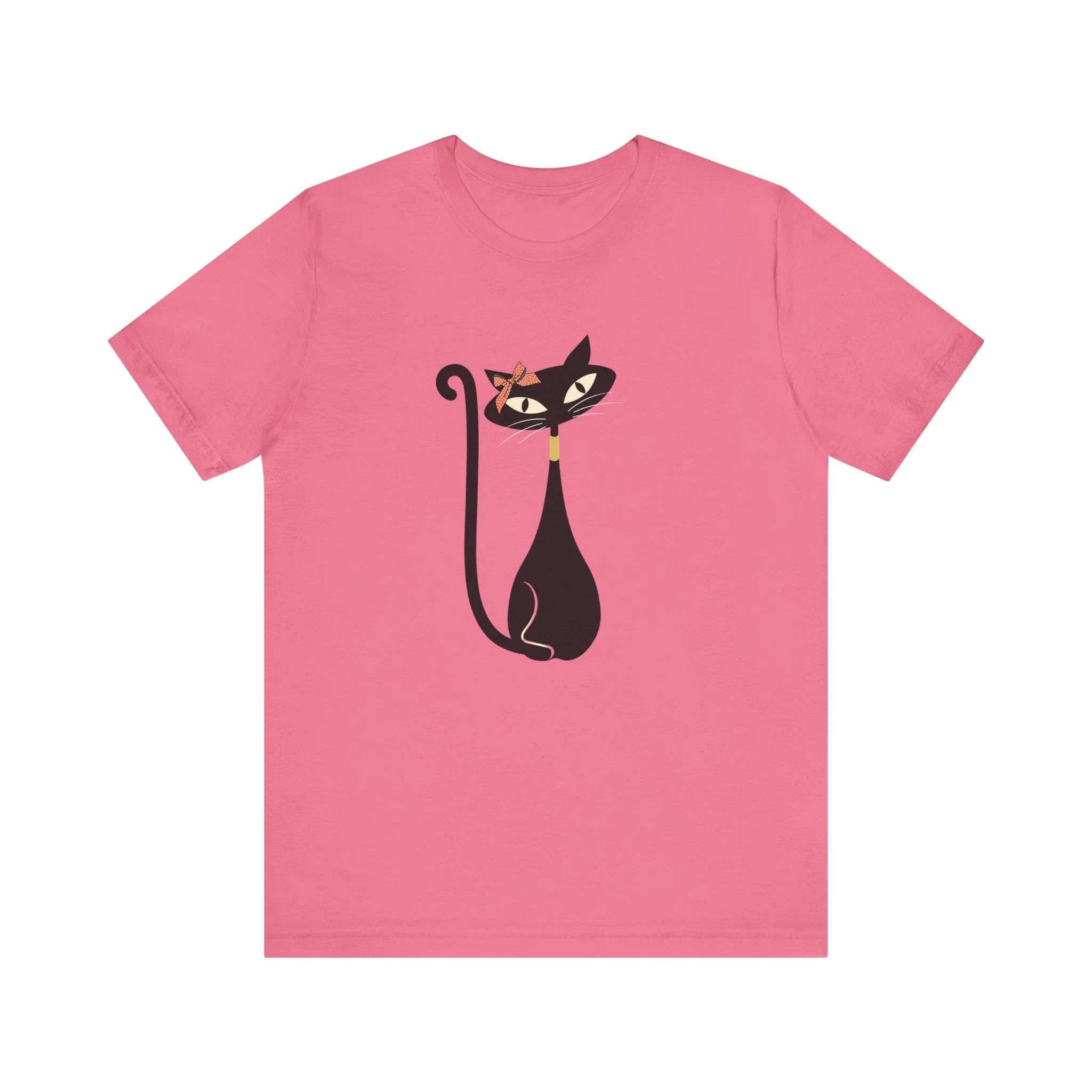 Atomic Cat Mid Century Modern Retro Trendy Hip Unisex Jersey Short Sleeve Tee