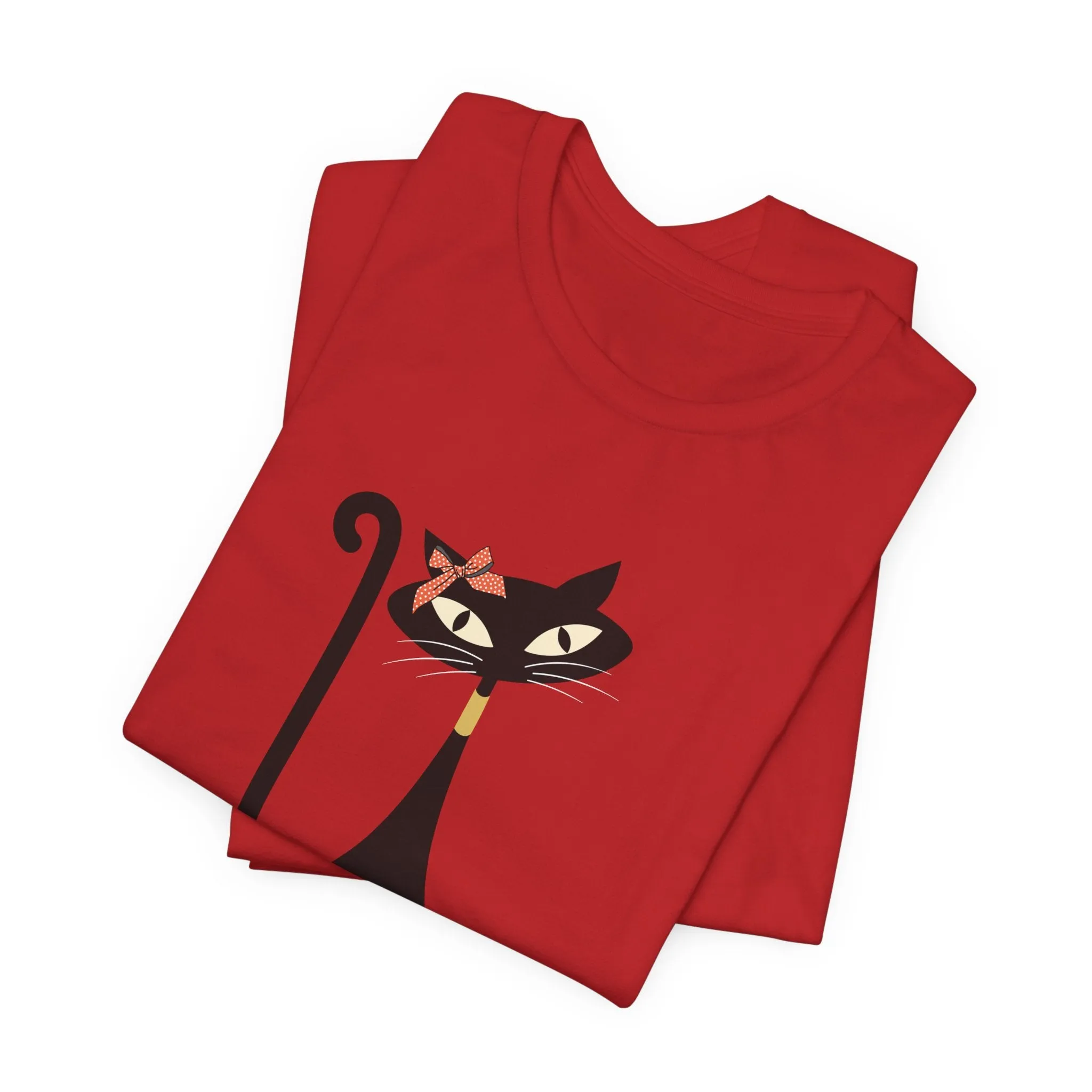 Atomic Cat Mid Century Modern Retro Trendy Hip Unisex Jersey Short Sleeve Tee