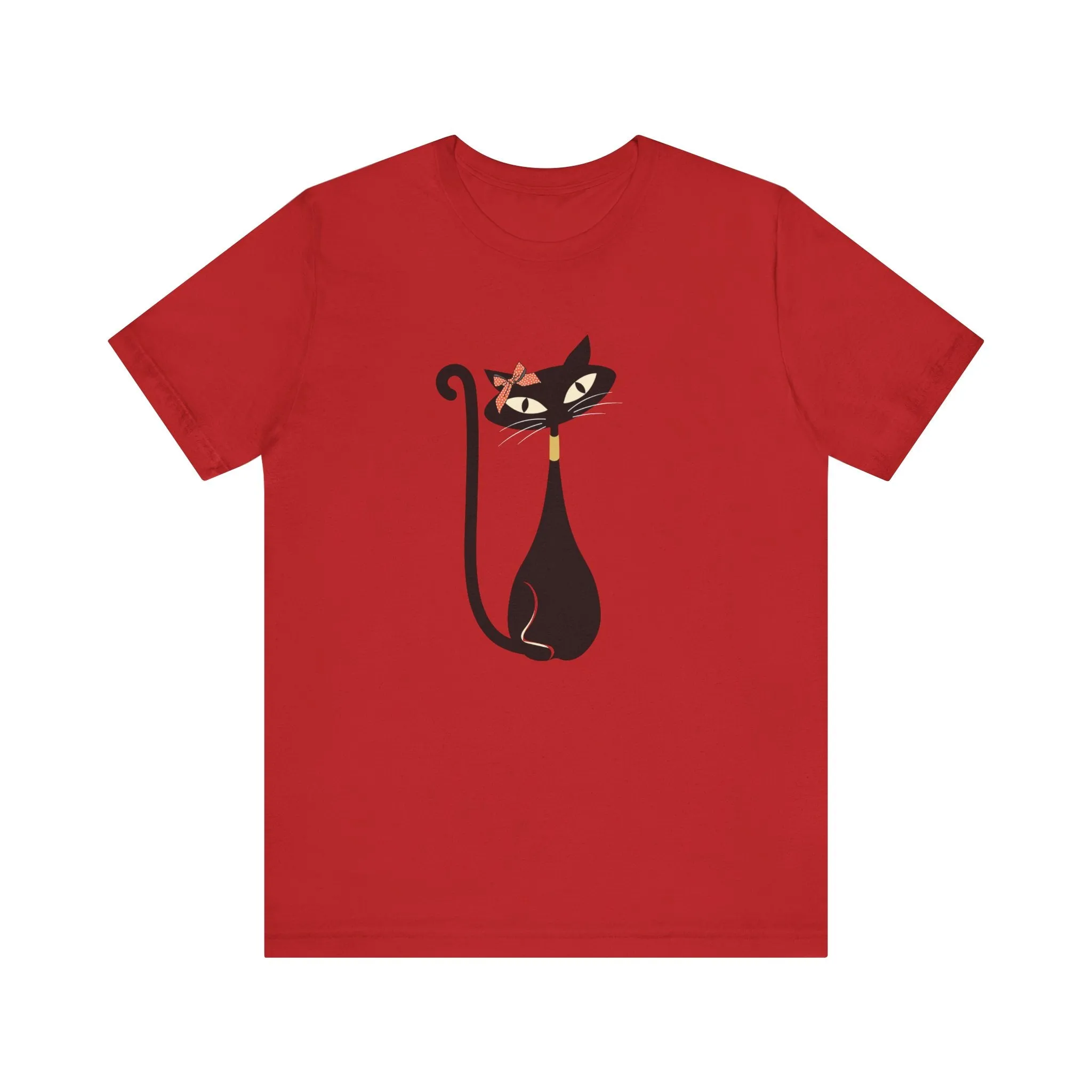 Atomic Cat Mid Century Modern Retro Trendy Hip Unisex Jersey Short Sleeve Tee