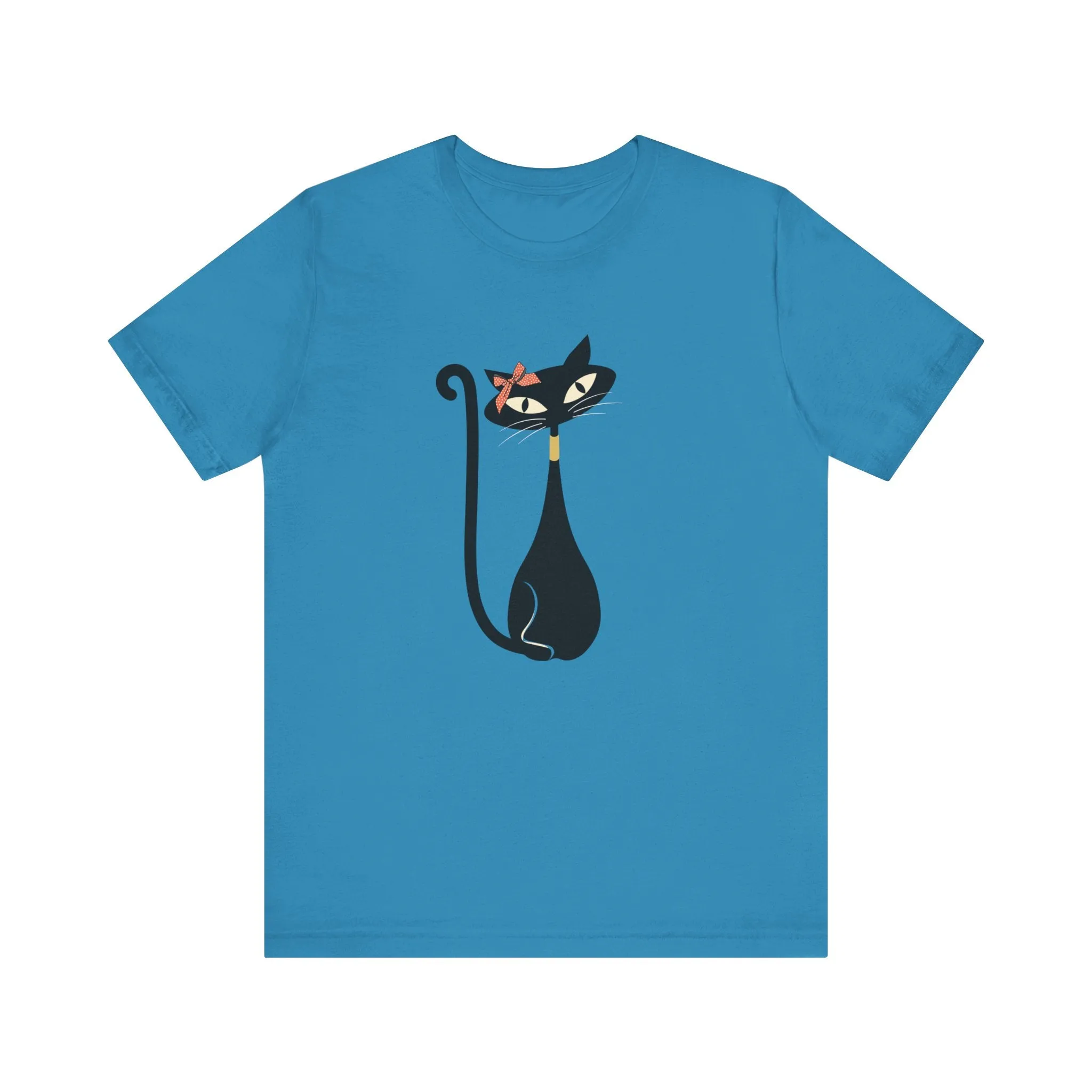 Atomic Cat Mid Century Modern Retro Trendy Hip Unisex Jersey Short Sleeve Tee