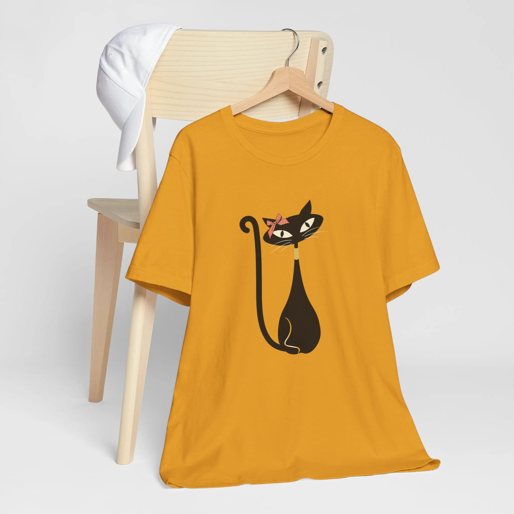 Atomic Cat Mid Century Modern Retro Trendy Hip Unisex Jersey Short Sleeve Tee