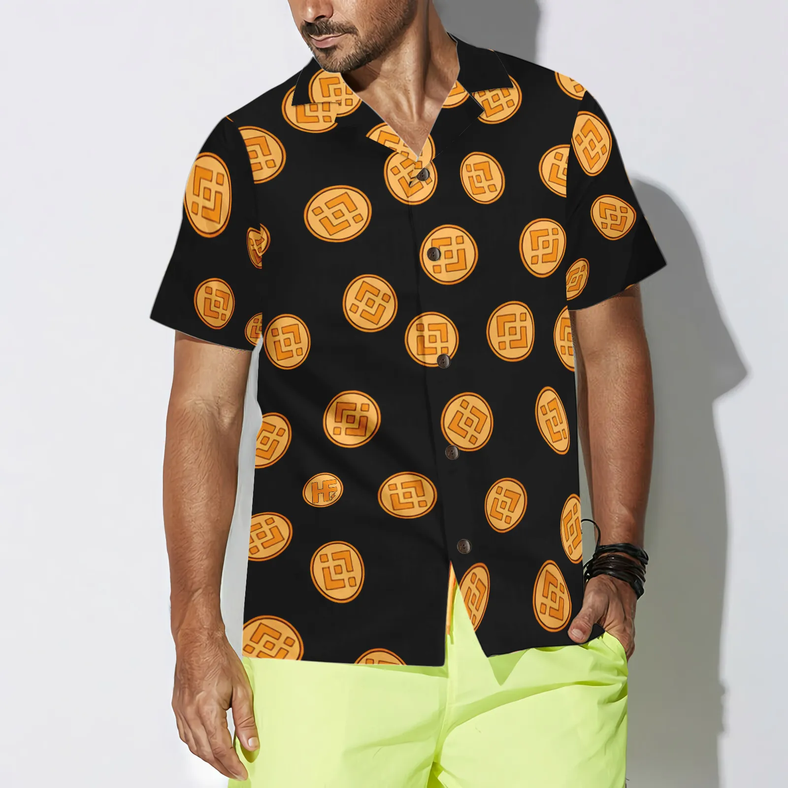 Binance Coin Logo Pattern Art Hawaiian Shirt