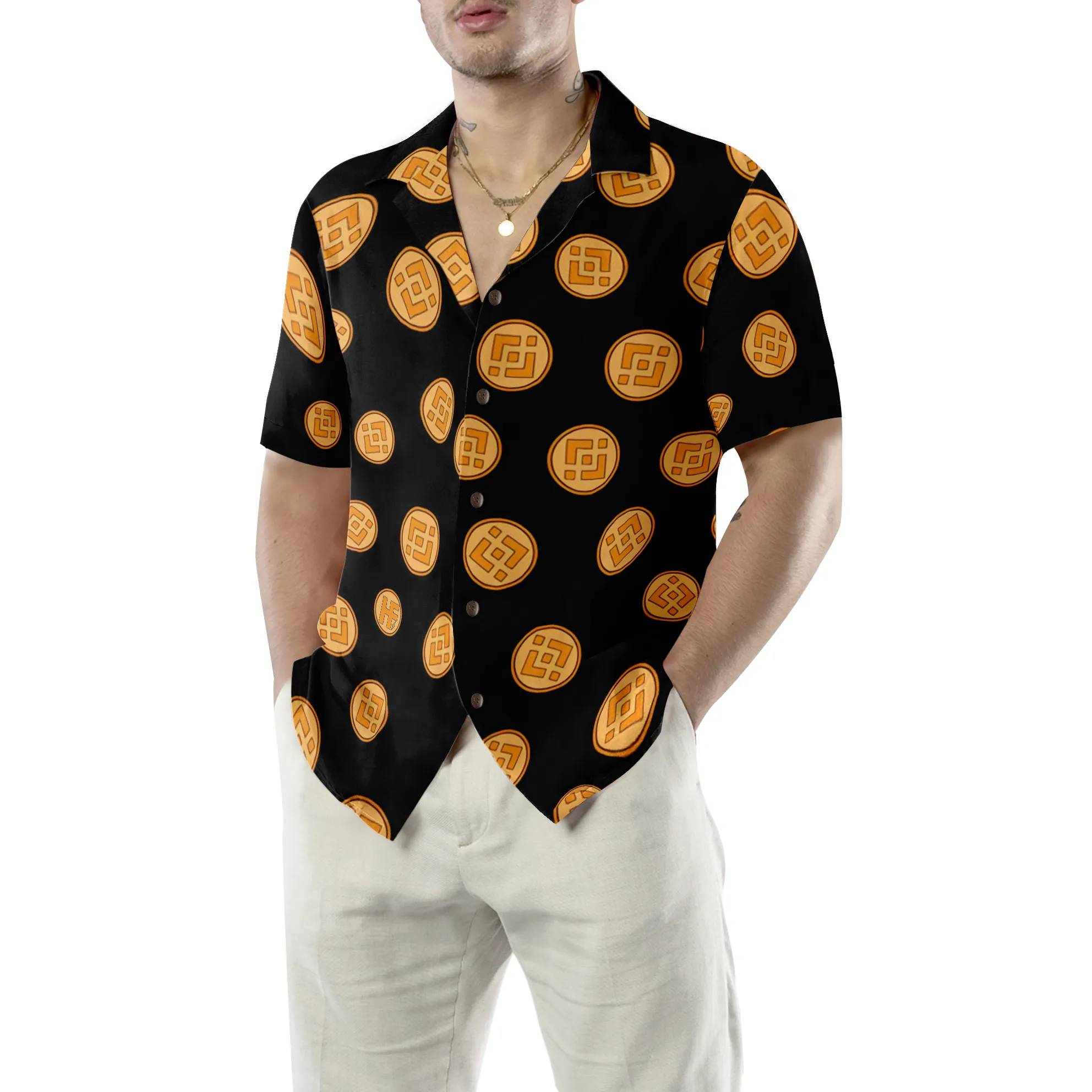 Binance Coin Logo Pattern Art Hawaiian Shirt