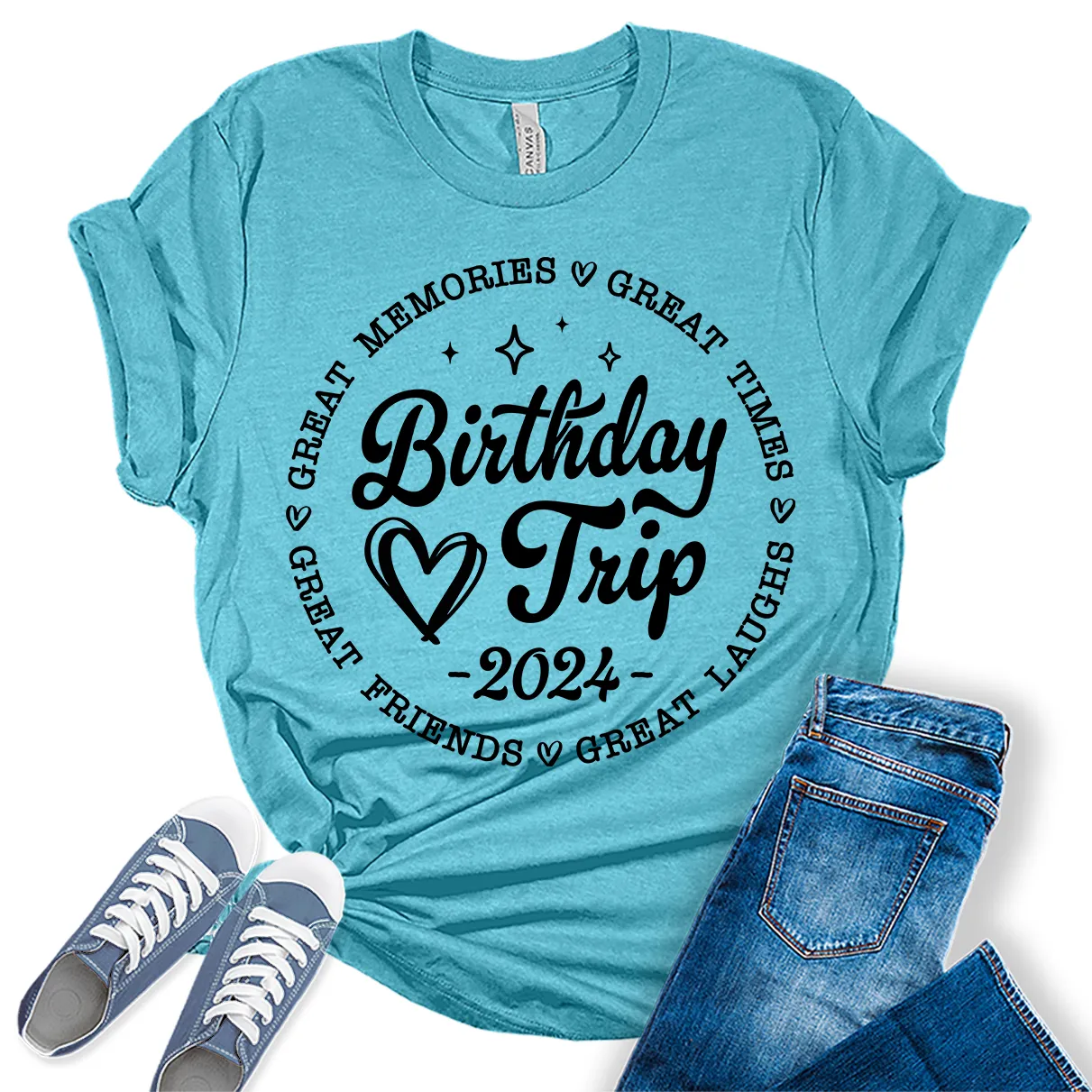 Birthday Trip Shirt 2024 Cute Party Shirts for Women Trendy Letter Print Graphic Tees