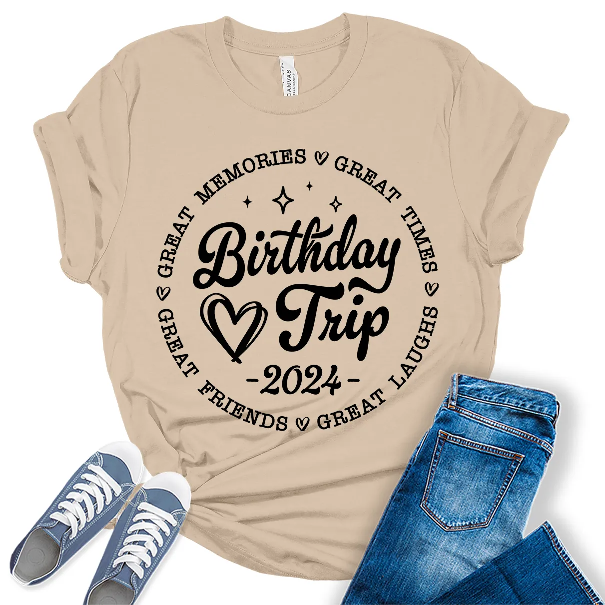 Birthday Trip Shirt 2024 Cute Party Shirts for Women Trendy Letter Print Graphic Tees