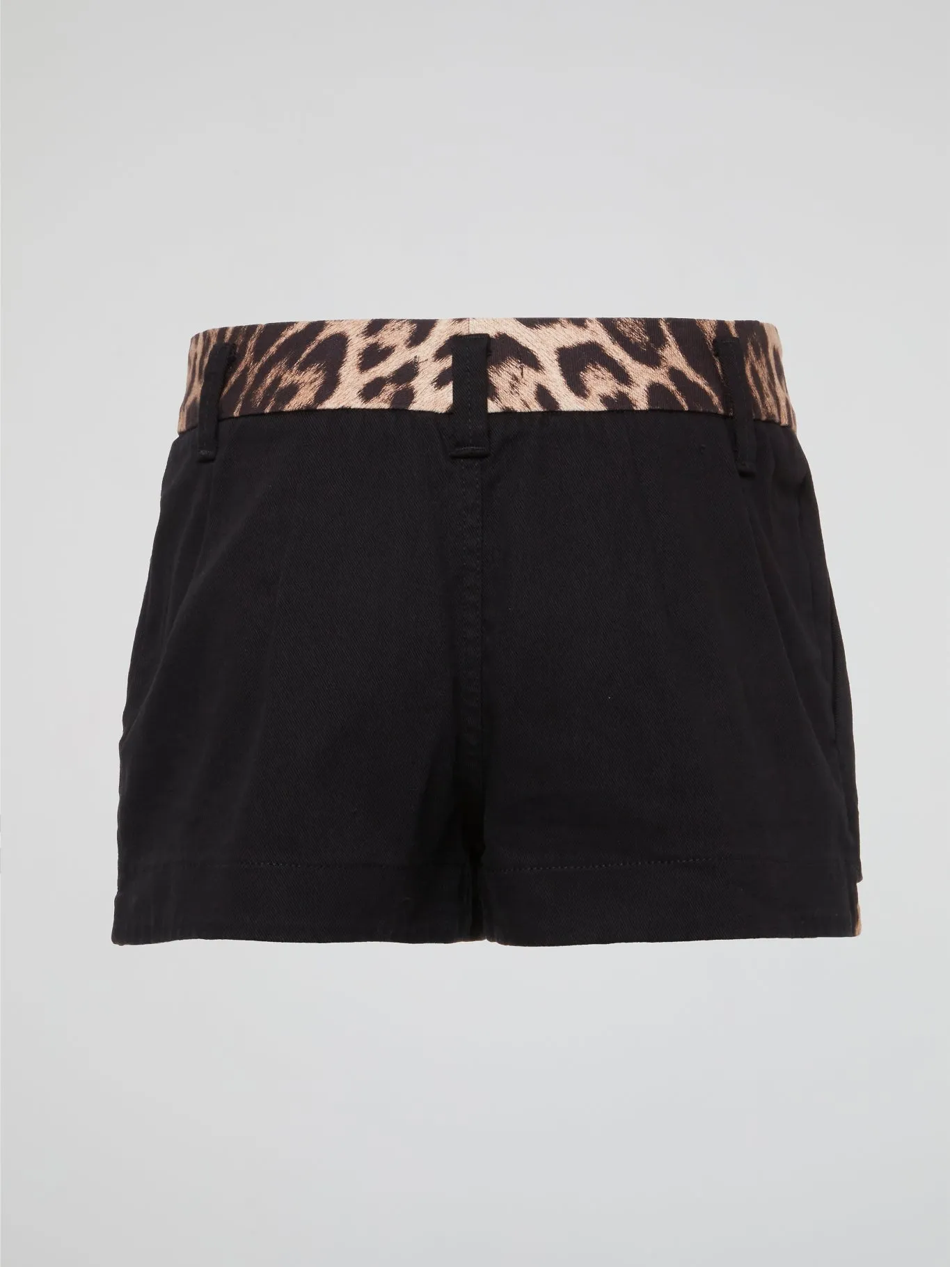 Black Leopard Trim Shorts