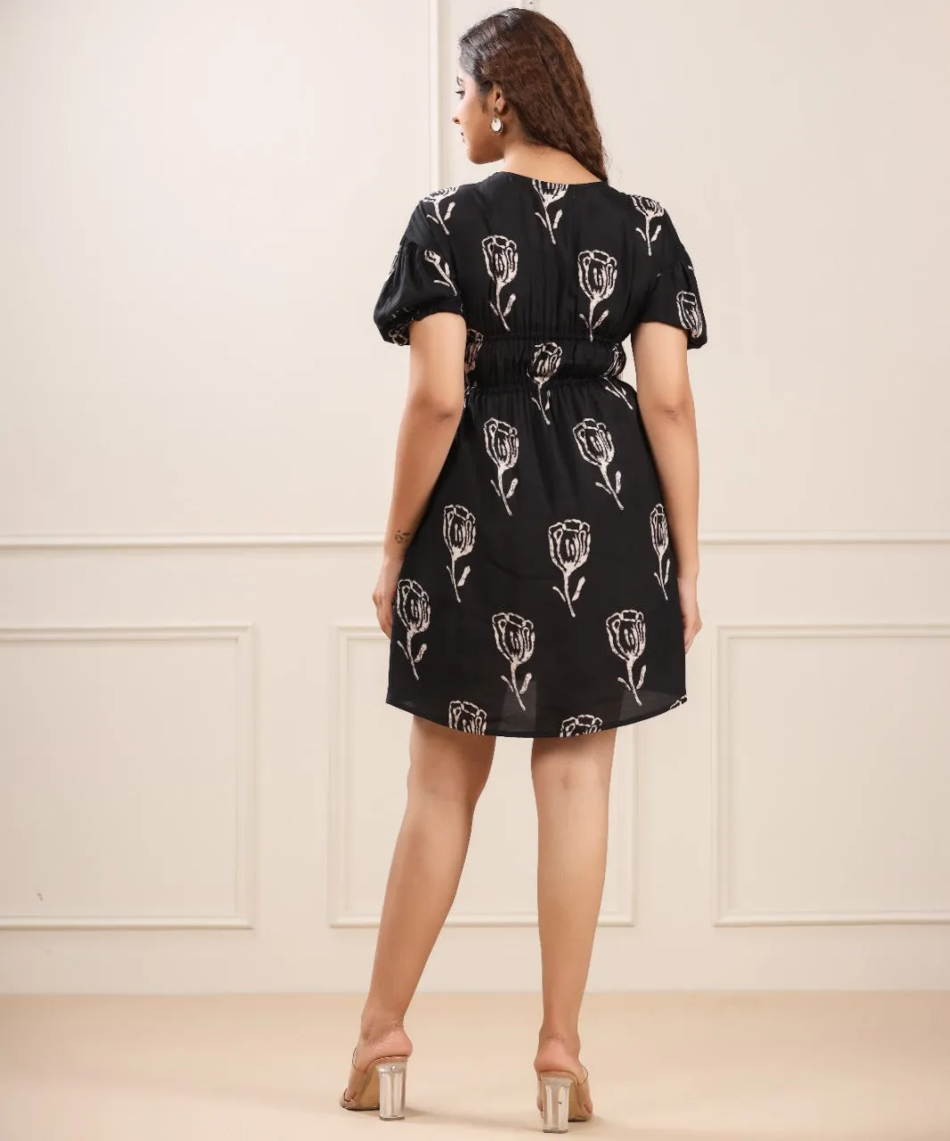 Black Rose Silk Mini Dress