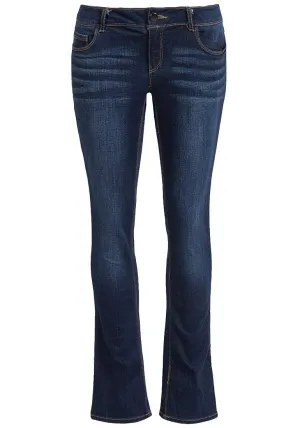 Blue Mid Rise Crinkle Effect Stretchy Bootcut Denim Jeans