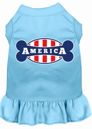 Bonely In America Screen Print Dress Baby Blue Lg
