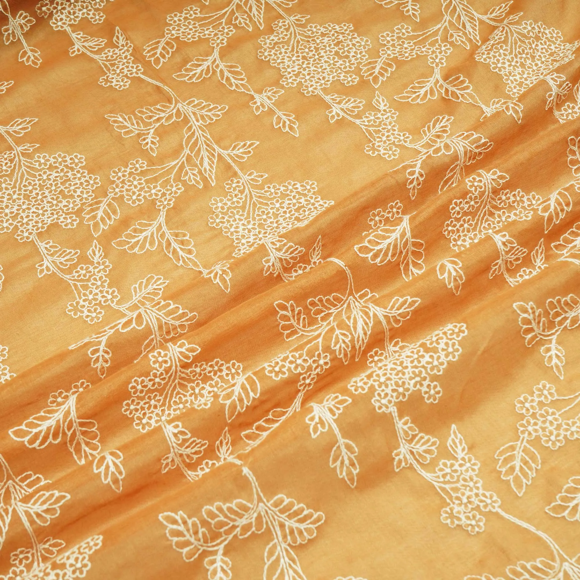 Brown Thread Embroidery Chanderi Fabric WI-24367