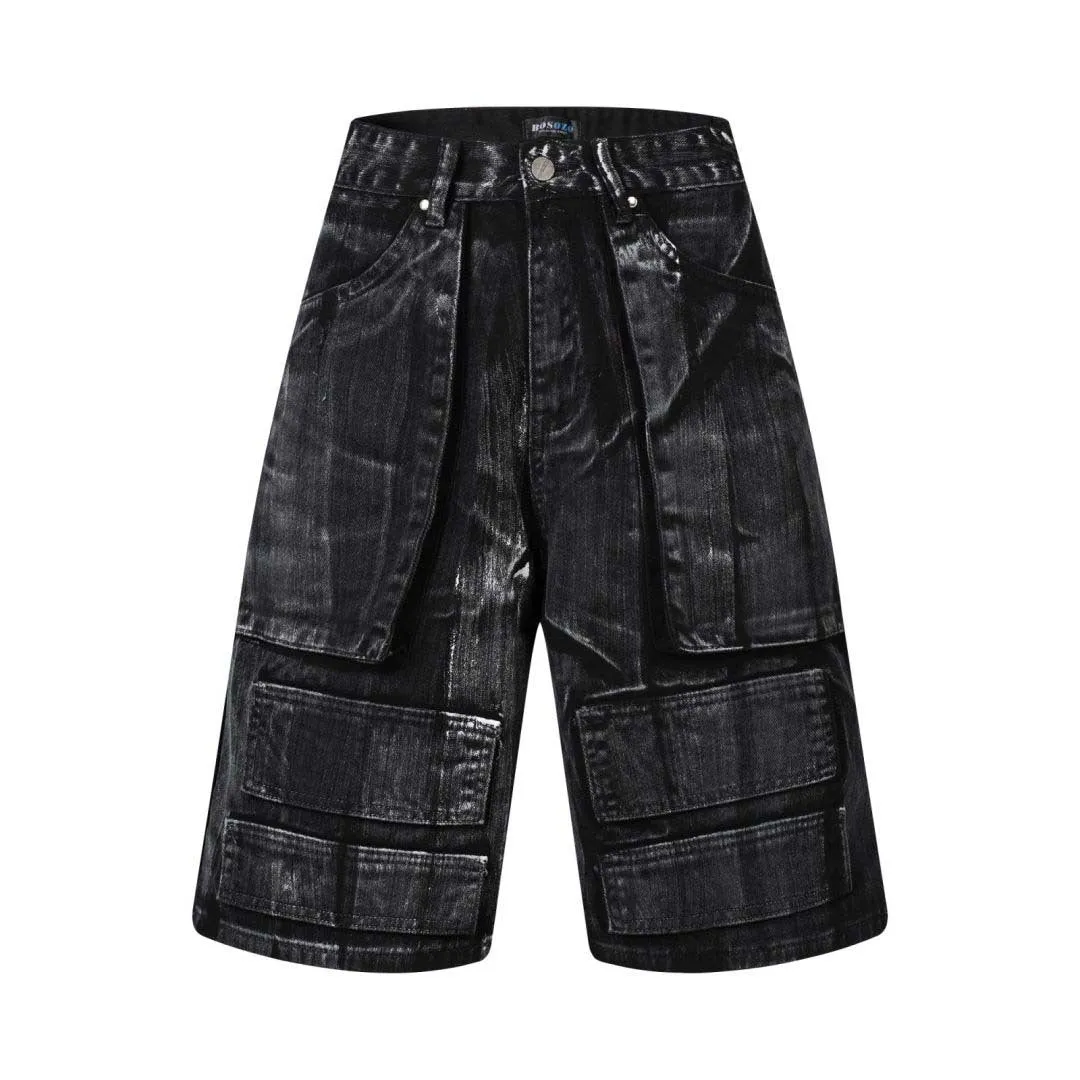 cargo denim shorts edgy design
