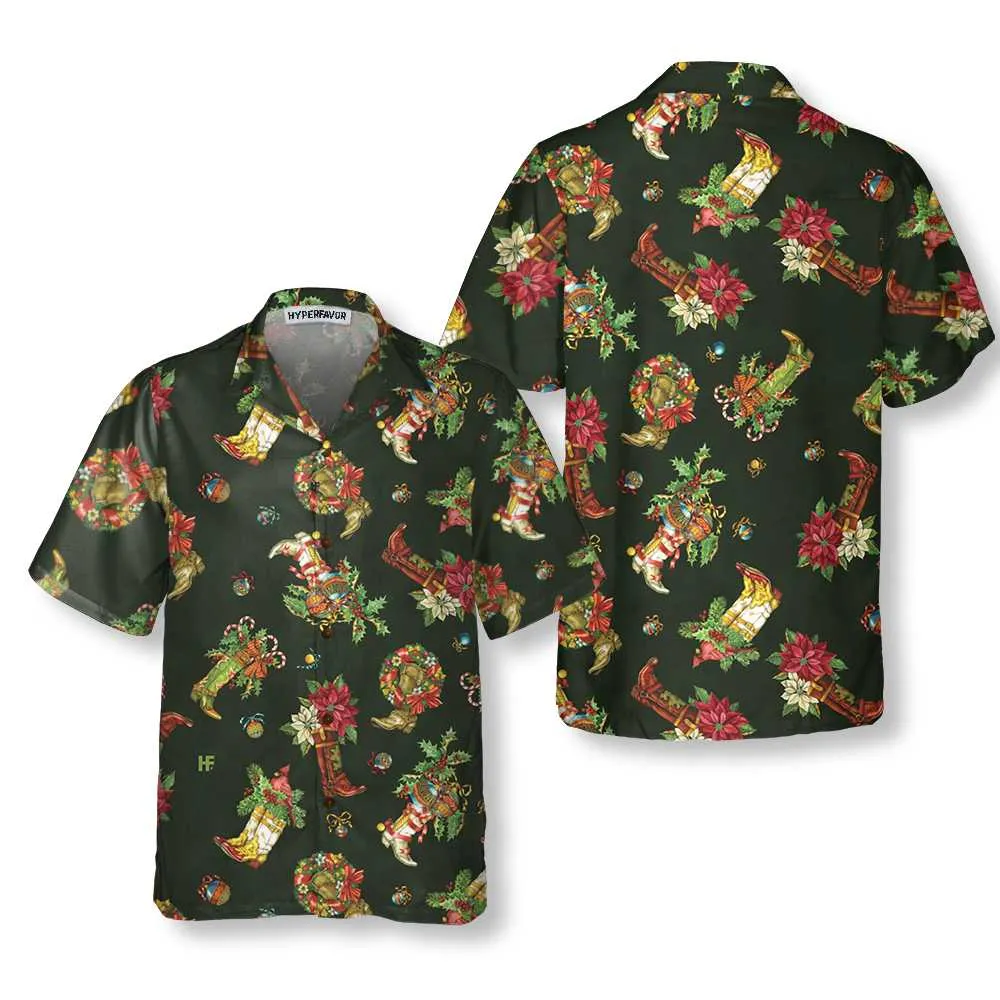 Christmas Cowboy Boots Christmas Hawaiian Shirt, Gift For Christmas Day