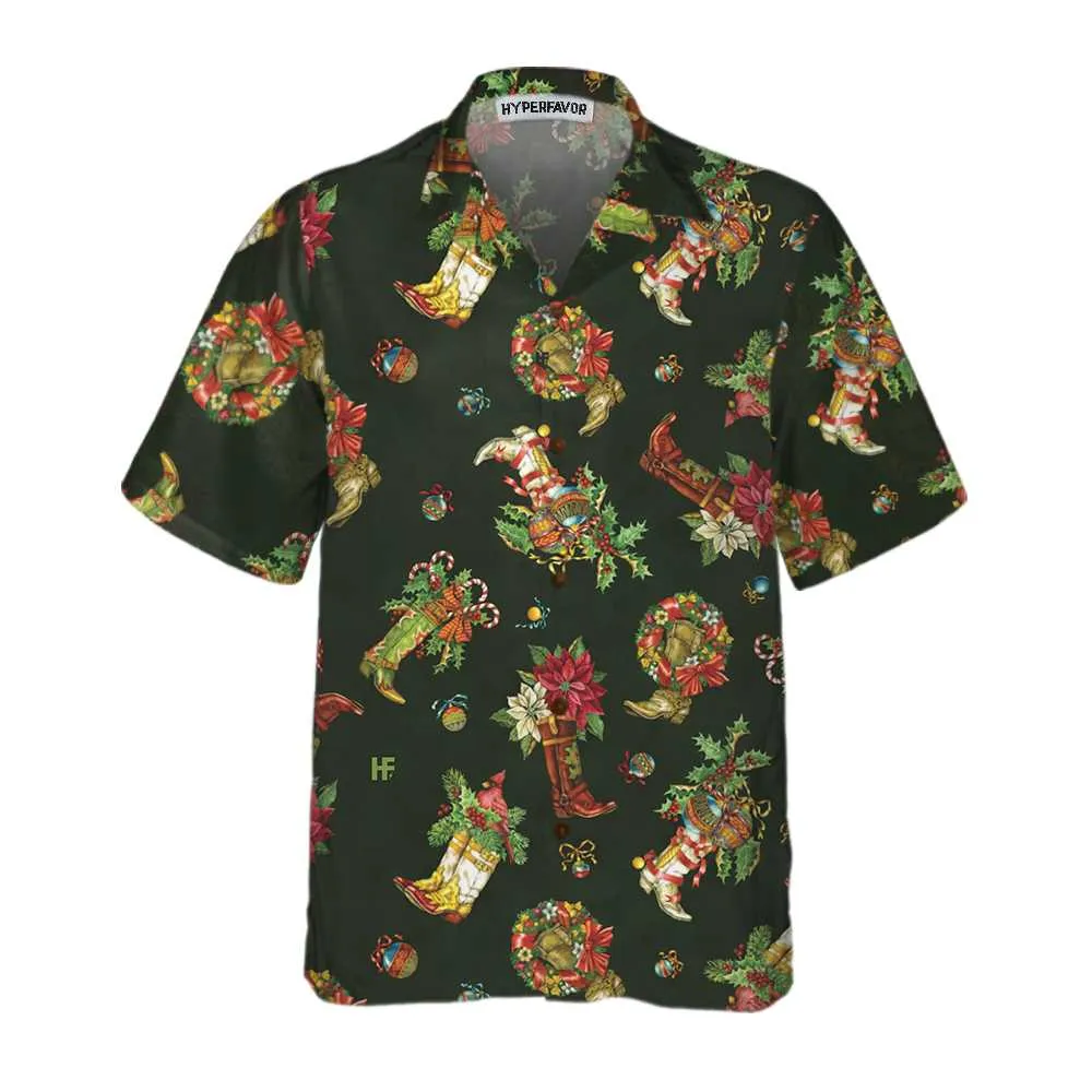 Christmas Cowboy Boots Christmas Hawaiian Shirt, Gift For Christmas Day