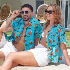 Christmas Pool Party - Mens & Womens Festive Shirts - Couples Set