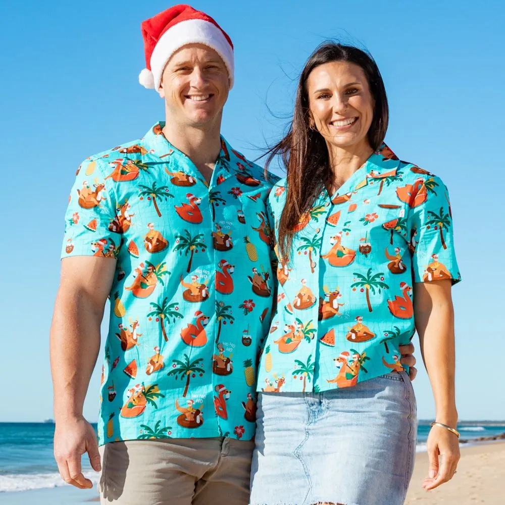 Christmas Pool Party - Mens & Womens Festive Shirts - Couples Set