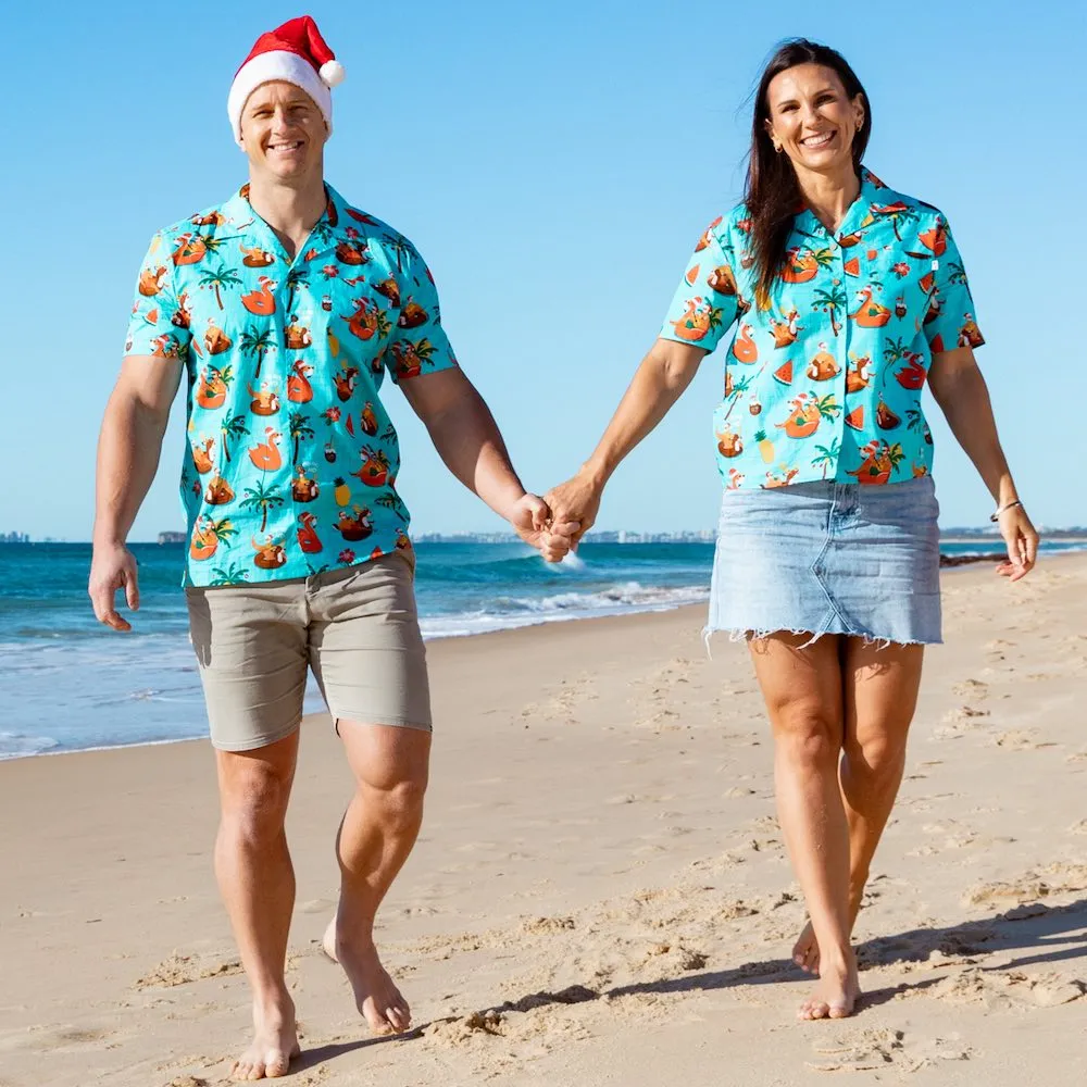 Christmas Pool Party - Mens & Womens Festive Shirts - Couples Set