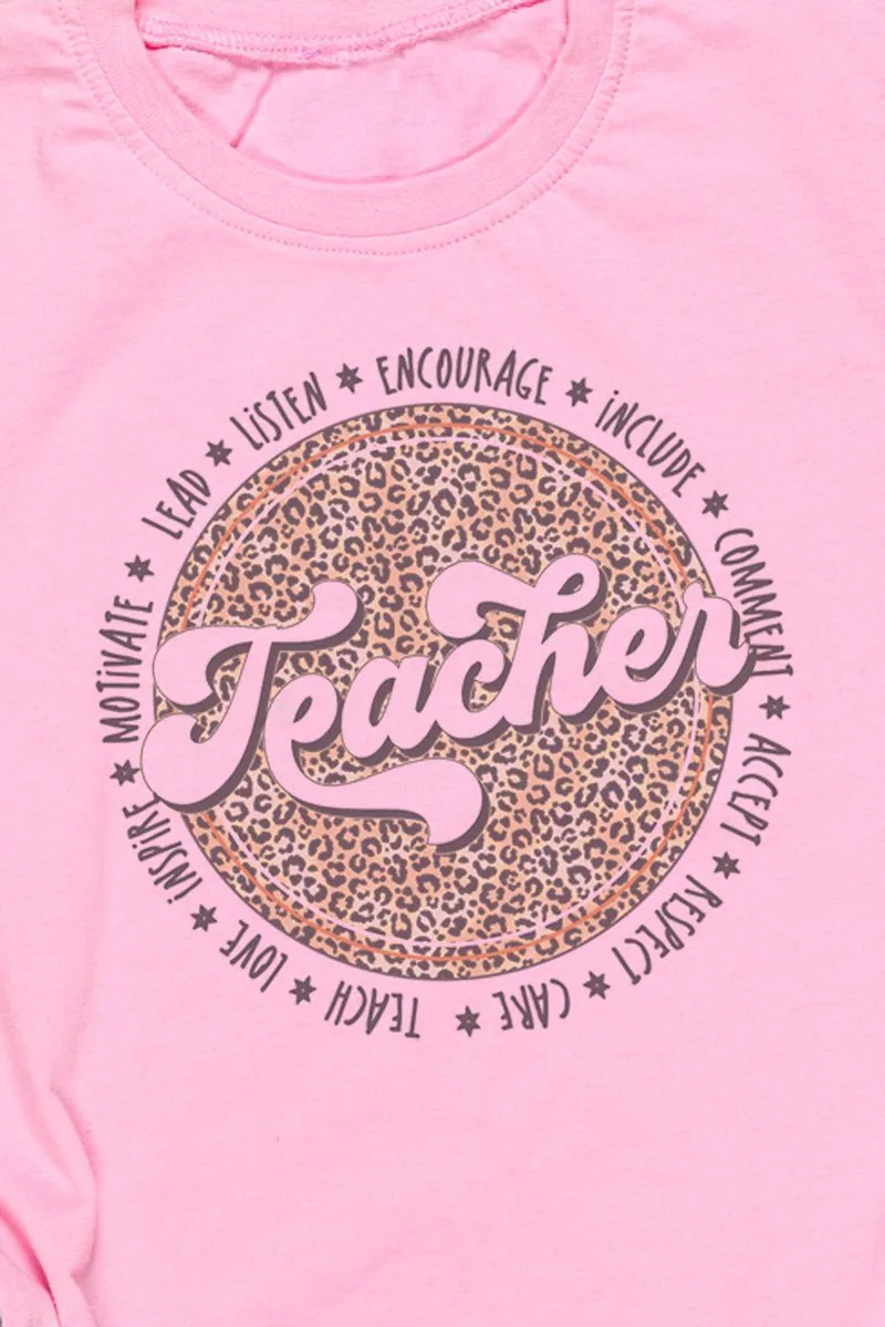 Circle Leopard Teacher Dri-Power 50/50 Tee