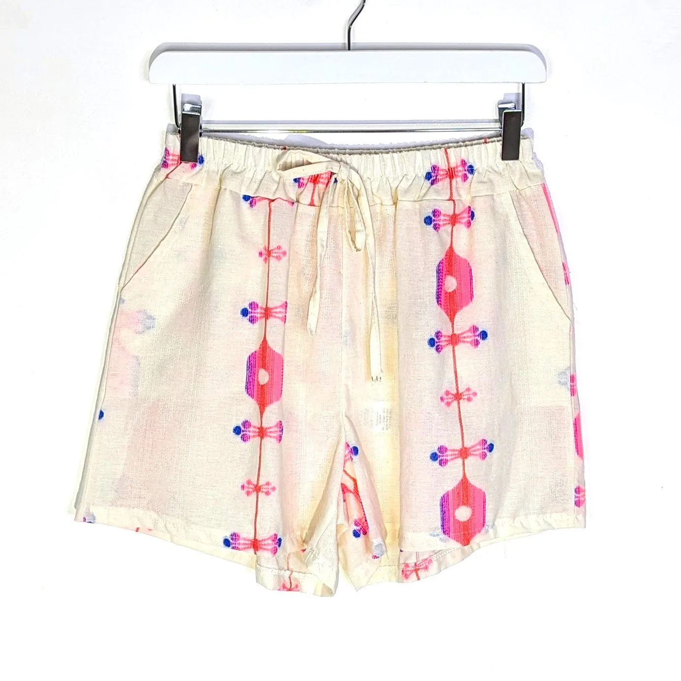 Cotton boho shorts with artisanal embroidery (M)