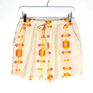 Cotton boho shorts with artisanal embroidery (M)