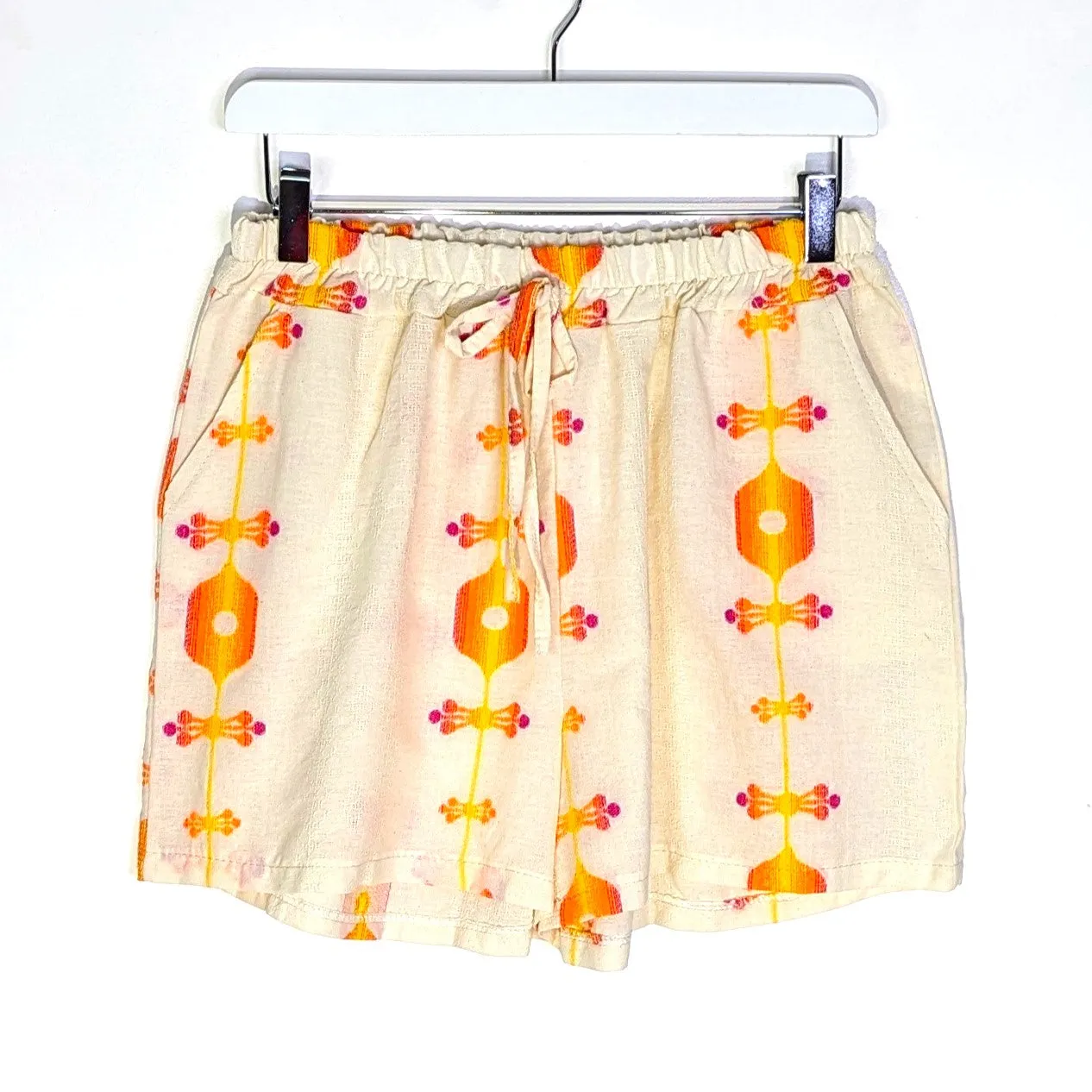Cotton boho shorts with artisanal embroidery (M)