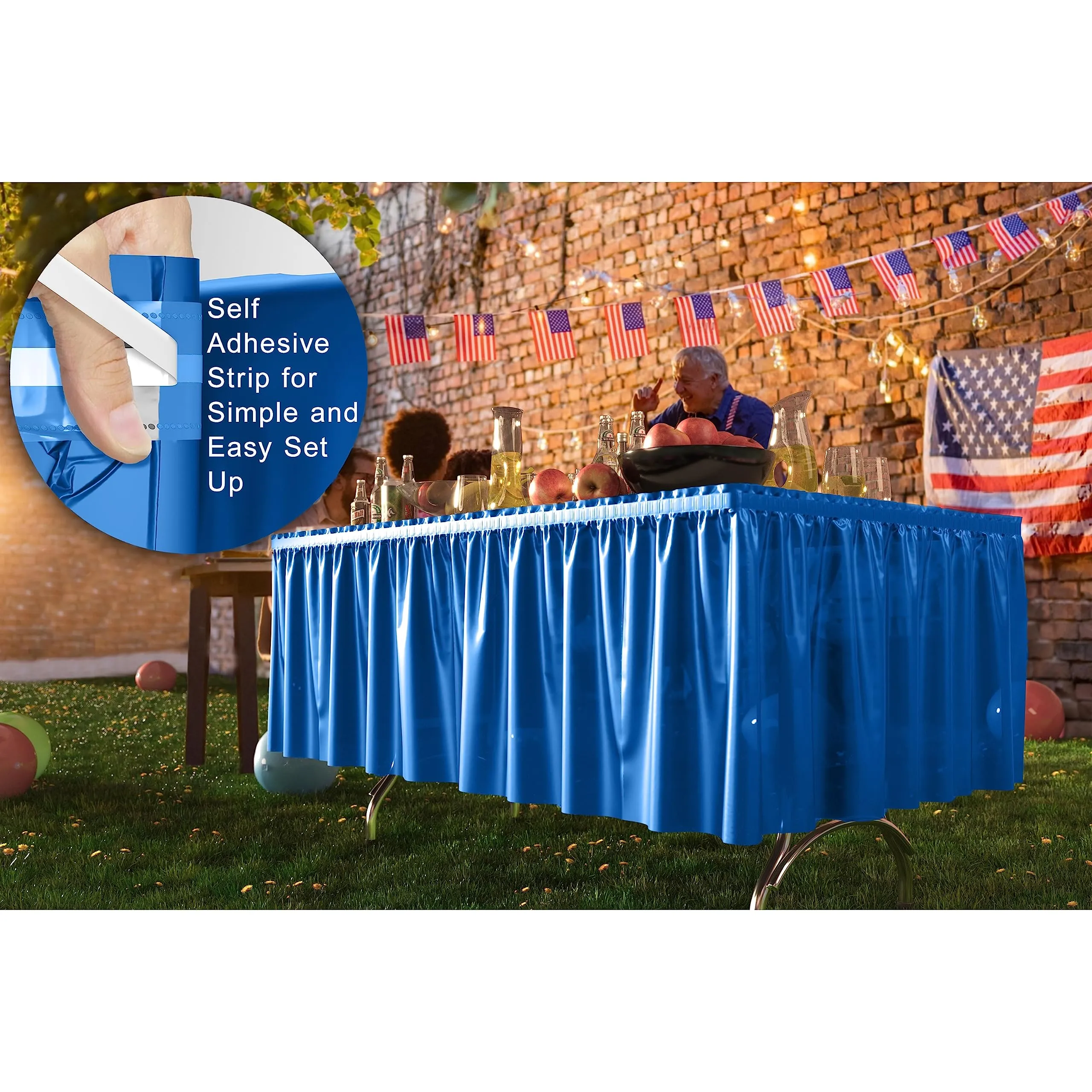 Dark Blue Plastic Table Skirt