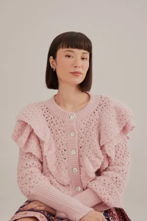 Farm Rio Pink Flower Texture Knit Cardigan - FINAL SALE